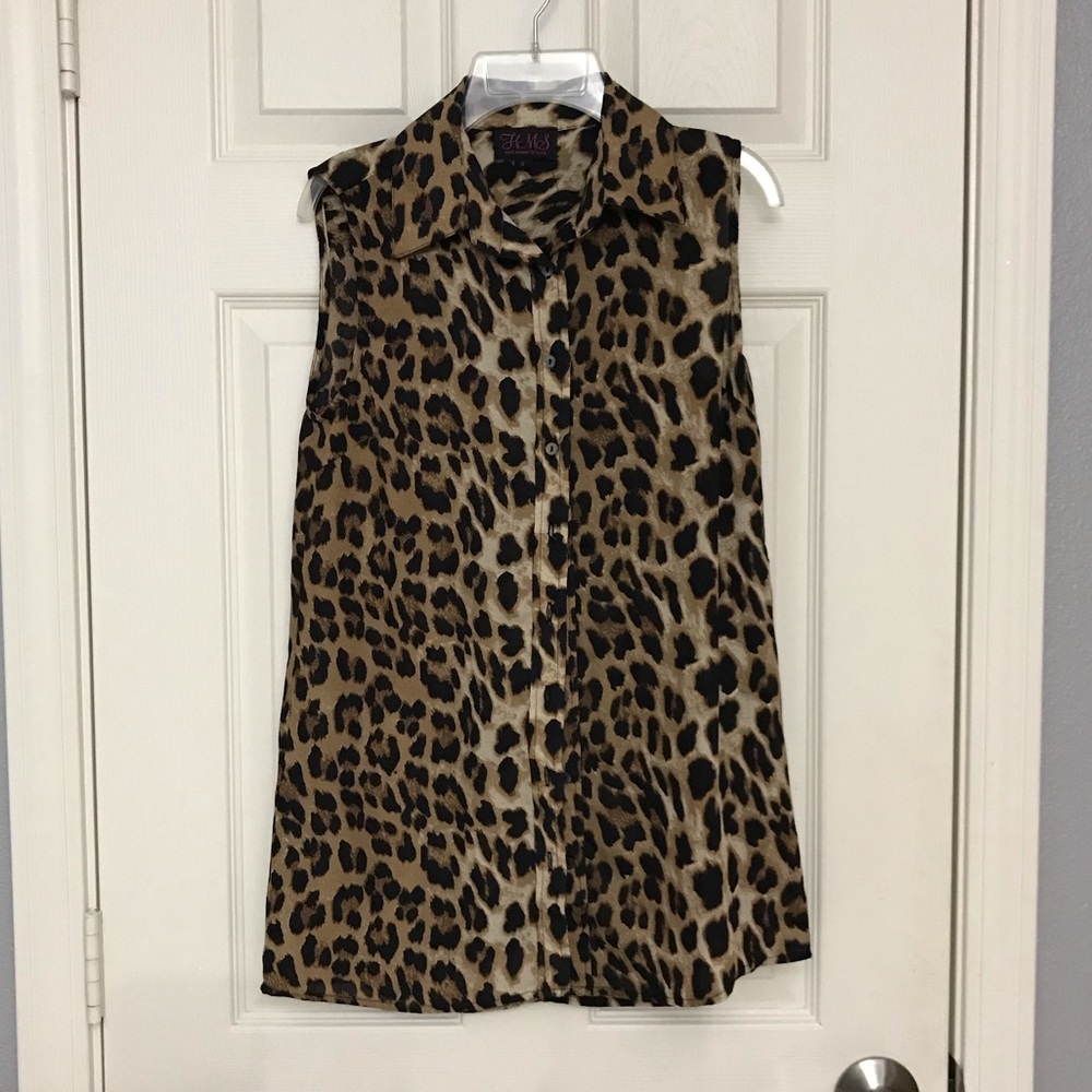 Hot Miami Styles Sleeveless Button Up Top Sz SM